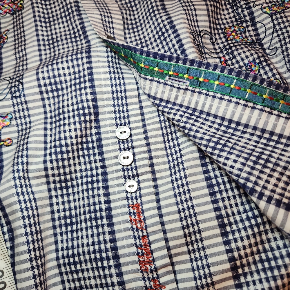 Robert Graham Plaid Embroidered Mens Shirt Suze Large - Picture 10 of 16
